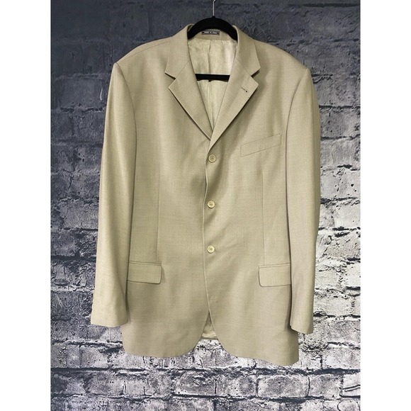 Bardelli Blazer Mens 44R Beige Super 120s‎ Wool Made in Italy Zegna Cloth